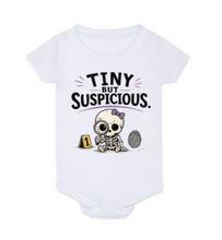Load image into Gallery viewer, Tiny but Suspicious Onesie
